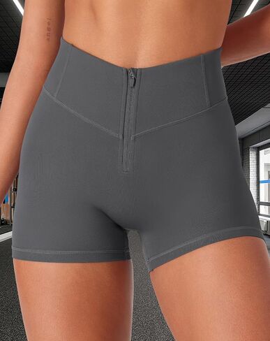 CoreFlex Cargo Pocket Workout Shorts for Women Scrunch Zipper 3.6" High Waisted Yoga Gym Shorts in Kuwait