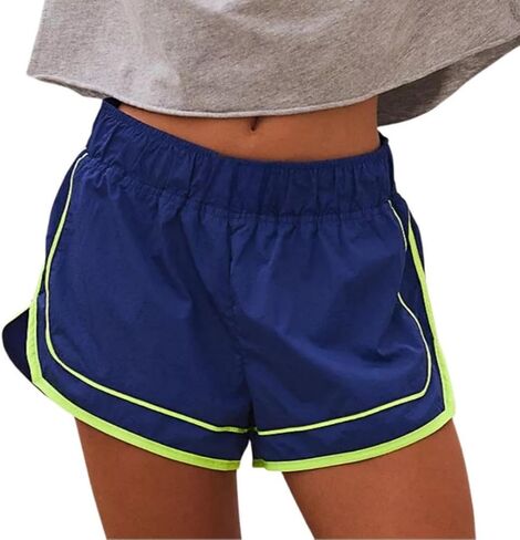 Women's Athletic Dolphin Shorts Mid-Rise Running Workout Shorts Built-in Briefs Woven Casual Sport Shorts in Kuwait