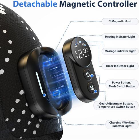 Shoulder Heating Pad with Massager, Shoulders Massager with Heat, Portable Shoulder Brace with Magnetic Detachable Remote Control, 5 Heat & 5 Vibration Modes, Adjustable Size for Men and Women in Saudi Arabia