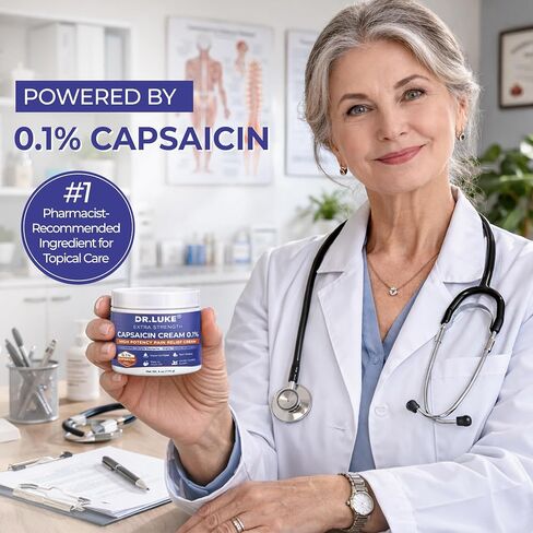 Capsaicin Cream Extra Strength - Neuropathy Relief Cream with 0.1% Capsaicin for Arthritis, Muscle, Joint and Lower Back - 4oz in Kuwait