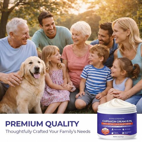 Capsaicin Cream Extra Strength - Neuropathy Relief Cream with 0.1% Capsaicin for Arthritis, Muscle, Joint and Lower Back - 4oz in Kuwait