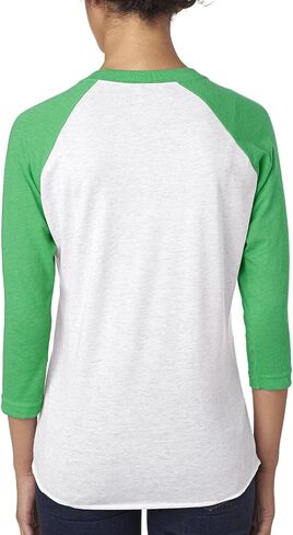Next Level Unisex Tri-Blend Three-Quarter Sleeve Baseball Raglan Tee (Envy/Heather White) (M) in Saudi Arabia