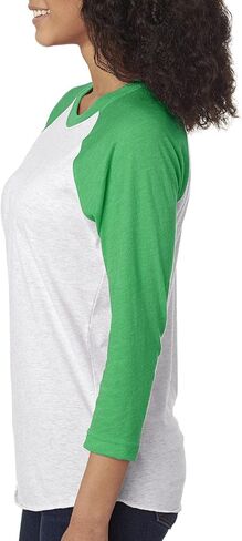 Next Level Unisex Tri-Blend Three-Quarter Sleeve Baseball Raglan Tee (Envy/Heather White) (M) in Saudi Arabia