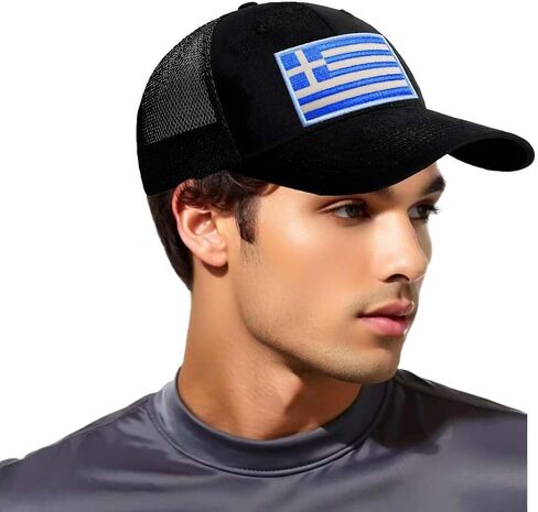 Greece Baseball Hat with Mesh,Cap with Embroidered Greek Patch,Adjustable Golf Hat for Men Women in Saudi Arabia