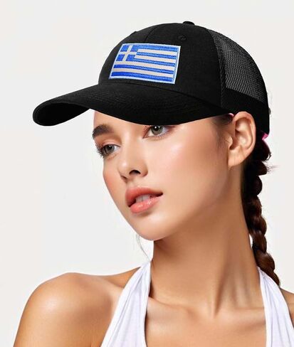 Greece Baseball Hat with Mesh,Cap with Embroidered Greek Patch,Adjustable Golf Hat for Men Women in Saudi Arabia