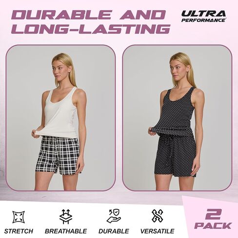 Ultra Performance Womens Pajama Set 2 Pack Yummy Short Sleeve PJ Tank Sets Women’s Lounge PJ’s Pajamas Soft PJs for Women in Saudi Arabia