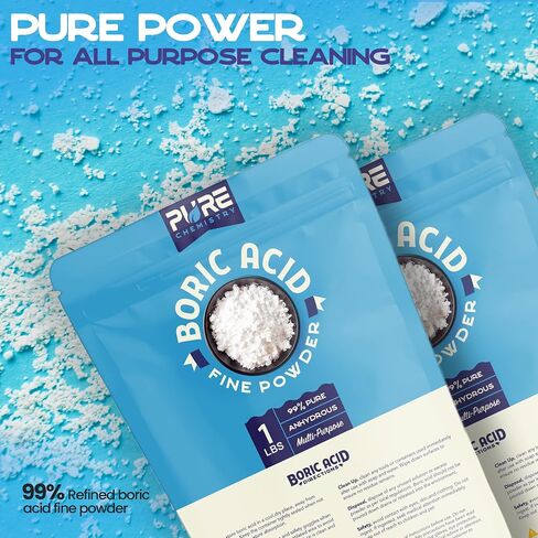 1 Pound Boric Acid Fine Powder - 99.9% Pure Fine Powder - Highly Effective Multi-Purpose Anhydrous 1 Pound Bag - Industrial Grade Strength in Kuwait