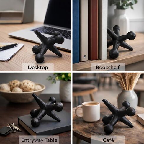 2 Pcs Vintage Cast Iron Jack Decor Statues,Industrial Retro Home Decor Sculptures, Decorative Bookends, Paperweights, Heavy Door Stopper, Rustic Shelf Coffee Table Desk Office Decor in Saudi Arabia