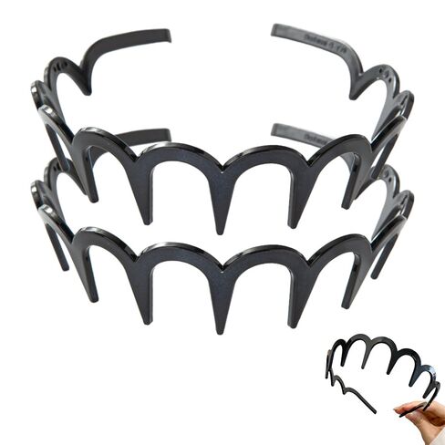 AIIONP 2 PCS U Shape Fashion Tooth Hair Comb Headband, High Cranium Head Bands for Women's Hair, Anti Slip Reversible Korean Headbands with Teeth for Women Gifts for Teen Girls (Black) in Saudi Arabia