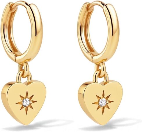 SWEET PEEPS 18K Gold Plated Heart Huggie Hoop Earrings for Women, Gold Heart Earrings, Hypoallergenic Small Hoop Earrings, Dainty Everyday Jewelry, 9mm in Saudi Arabia