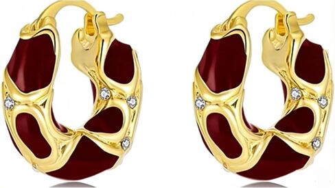 20mm Chunky Gold Hoop Earrings for Women, Hypoallergenic Small White/Red/Black Hoops Thick 14K Gold Plated Huggie Hoop Earrings Lightweight (with Gift Box) in Saudi Arabia