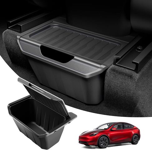 2025 Upgrade Tesla Model Y Accessories Rear Center Console Organizer [Partitioned Storage & Stable Installation] Backseat Storage Box for Tesla Model Y 2020~2025 - Obsidian Series in Kuwait