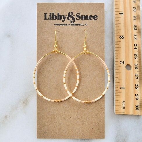 Large Ivory and Gold Beaded Teardrop Hoop Earrings on Gold-Plated Ear Wires Gifts for Women in Saudi Arabia
