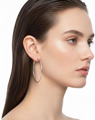 Jeffdad 4 Pairs Big Hoop Earrings for Women, Stainless Steel Hoops Earrings, Gold Silver Rose gold Black Oversize Earrings for Women in Kuwait