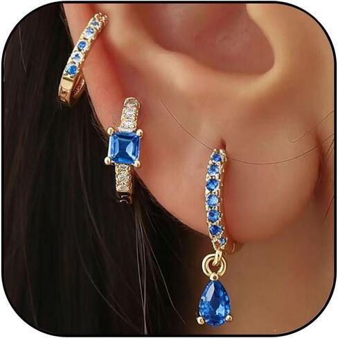 3 Pairs Gold Hoop Earrings for Women 14K Gold Plated Rhinestone Hoop Earrings Dainty Lightweight CZ Small Huggie Hoop Earrings Hypoallergenic Jewelry Gifts for Women in Saudi Arabia