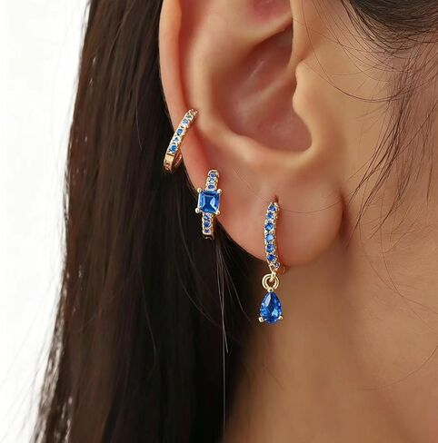 3 Pairs Gold Hoop Earrings for Women 14K Gold Plated Rhinestone Hoop Earrings Dainty Lightweight CZ Small Huggie Hoop Earrings Hypoallergenic Jewelry Gifts for Women in Saudi Arabia