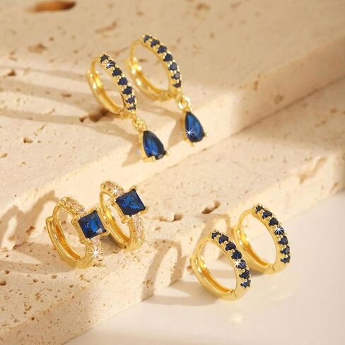 3 Pairs Gold Hoop Earrings for Women 14K Gold Plated Rhinestone Hoop Earrings Dainty Lightweight CZ Small Huggie Hoop Earrings Hypoallergenic Jewelry Gifts for Women in Saudi Arabia
