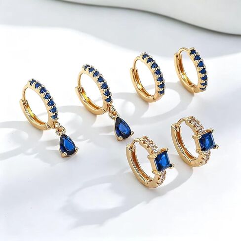 3 Pairs Gold Hoop Earrings for Women 14K Gold Plated Rhinestone Hoop Earrings Dainty Lightweight CZ Small Huggie Hoop Earrings Hypoallergenic Jewelry Gifts for Women in Saudi Arabia