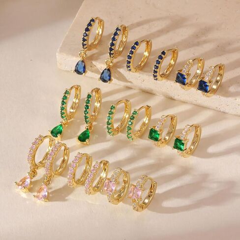 3 Pairs Gold Hoop Earrings for Women 14K Gold Plated Rhinestone Hoop Earrings Dainty Lightweight CZ Small Huggie Hoop Earrings Hypoallergenic Jewelry Gifts for Women in Saudi Arabia