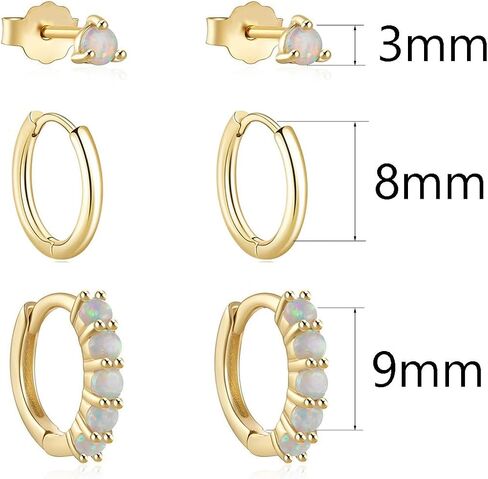 Opal Earrings Set for Women Gold Huggie Hoop Earrings 14k Gold Plated Earring Stacks Dainty Small Hoop Earring Stud Opal Jewelry Birthday Gifts For Women Mom Her in Saudi Arabia