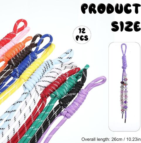 12 PCS Paracord Keychain Bag Charms, Colorful Paracord Rope Keychain Bag Charm Braided Handwoven Nylon Rope Keychains Knot Lanyard Keyring for Purse Backpack Handbag Decoration Accessories in Saudi Arabia