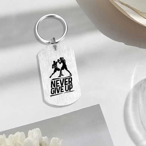 Alotozo Boxing Gifts - Boxing Keychain for Teens Boys, Never Give Up Inspirational Key Chain Gift for Boxers Athletes, Fathers Day Graduation Birthday in Kuwait