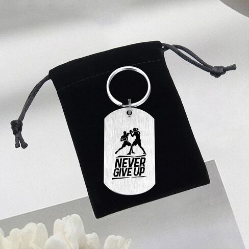 Alotozo Boxing Gifts - Boxing Keychain for Teens Boys, Never Give Up Inspirational Key Chain Gift for Boxers Athletes, Fathers Day Graduation Birthday in Kuwait