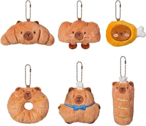 6pcs Capybara Keychain, Capybara Plush, Capybaras Stuffed Animal for Gifts, for Daily Accessory Attachment and Party Favors Distribution in Saudi Arabia
