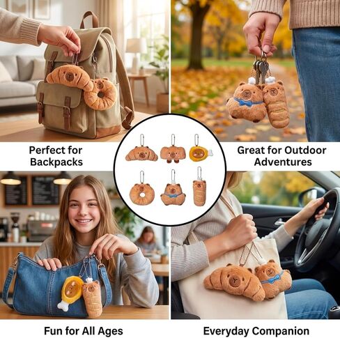 6pcs Capybara Keychain, Capybara Plush, Capybaras Stuffed Animal for Gifts, for Daily Accessory Attachment and Party Favors Distribution in Saudi Arabia
