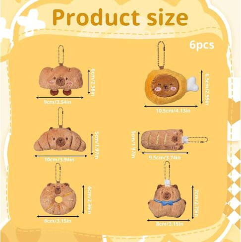 6pcs Capybara Keychain, Capybara Plush, Capybaras Stuffed Animal for Gifts, for Daily Accessory Attachment and Party Favors Distribution in Saudi Arabia