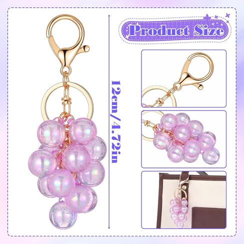 Grape Keychain Bag Purse Charms Backpack Accessories Cute keychain Accessories Fruit Keychains Car keyrings Handbag Gifts for Women Thanksgiving Christmas Birthday in Kuwait