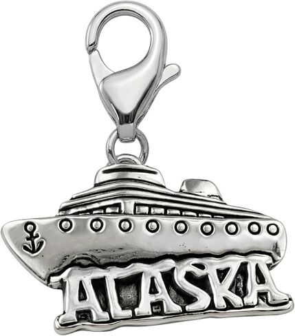 Infinity Collection Alaska Cruise Ship Clip-On Charm Pendant, Stainless Steel Alaska Travel Charm with Lobster Clasp for Bracelet Necklace Keychain Bag or Zipper Pull in Saudi Arabia