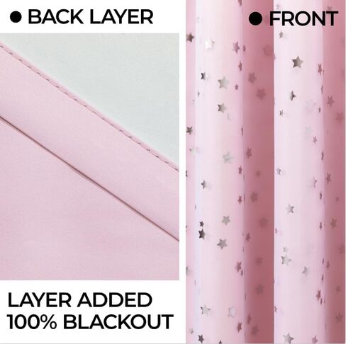 Shining Star Kids Blackout Curtains, 100% Light Blocking, Thermal Insulated, Double-Layer Sheer & Blackout Panels, Easy Install, 1 Pair, 2 Panels, 52"Wx84"L, Boys & Girls (White, 52"Wx84"L, 2 Panels) in Kuwait