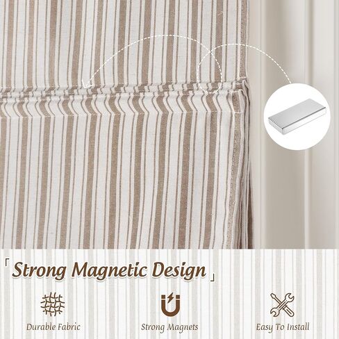 StangH Linen Tan Farmhouse Roman Shades No Drill Cordless Light Filtering Window Treatment for Living Room Bedroom Office Dining Room, Easy to Install Fabric Roman Blinds, 26x64 Inches, 1 Panel in Saudi Arabia