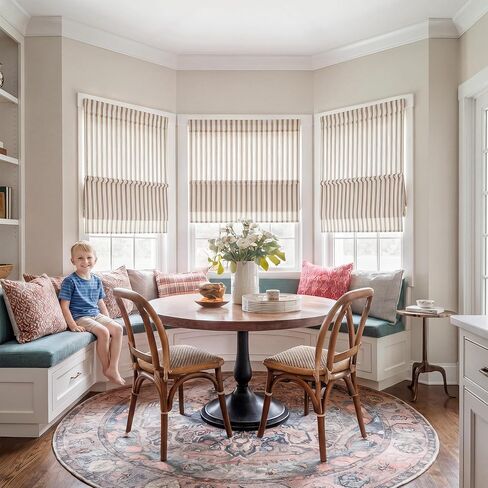 StangH Linen Tan Farmhouse Roman Shades No Drill Cordless Light Filtering Window Treatment for Living Room Bedroom Office Dining Room, Easy to Install Fabric Roman Blinds, 26x64 Inches, 1 Panel in Saudi Arabia