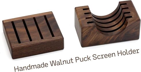 2Packs 53.3mm Espresso Puck Screen | Handmade Walnut Stand | 1.7mm Thickness 150μm 316 Stainless Steel in Saudi Arabia