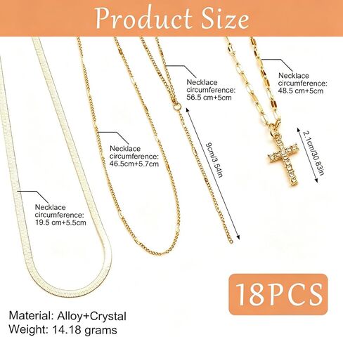 18 Pcs Y2K Necklace Set for Women | Y2K Jewelry and Grunge Necklace Pack, Cross, Heart, Butterfly, Star, Moon Pendants, Pearl Chain, Emo Necklace Layered Set in Saudi Arabia