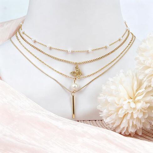 18 Pcs Y2K Necklace Set for Women | Y2K Jewelry and Grunge Necklace Pack, Cross, Heart, Butterfly, Star, Moon Pendants, Pearl Chain, Emo Necklace Layered Set in Saudi Arabia