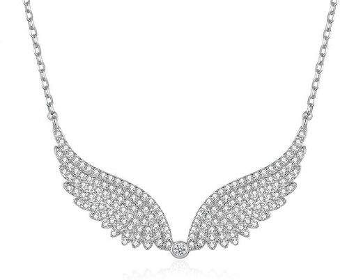 14K Gold Wing Pendant Necklace, Micro-Pave Moissanite Angel Wing Chain Jewelry for Women in Saudi Arabia