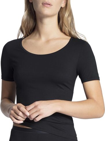 Calida Women's Natural Comfort Short Sleeve Shirt | 92% Supima Cotton 8% Elastane | Ultra-Flat Seams | Oeko-TEX Certified in Saudi Arabia