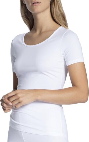 Calida Women's Natural Comfort Short Sleeve Shirt | 92% Supima Cotton 8% Elastane | Ultra-Flat Seams | Oeko-TEX Certified in Saudi Arabia