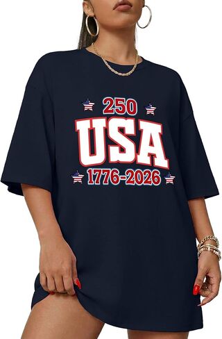 Aiyino Womens 4th of July Oversized T Shirt USA 250th Anniversary 1776-2026 Patriotic Graphic Tee Independence Day Summer Top in Saudi Arabia