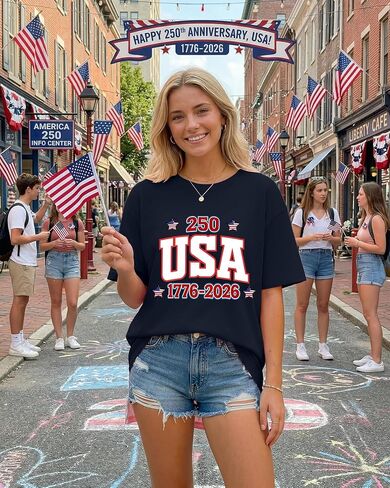 Aiyino Womens 4th of July Oversized T Shirt USA 250th Anniversary 1776-2026 Patriotic Graphic Tee Independence Day Summer Top in Saudi Arabia
