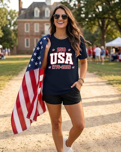 Aiyino Womens 4th of July Oversized T Shirt USA 250th Anniversary 1776-2026 Patriotic Graphic Tee Independence Day Summer Top in Saudi Arabia