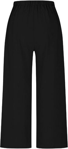 Linen Pants Women Comfy Wide Leg Dress Pants Summer Casual Slacks with Pockets Trendy Business Pants for Office Work in Kuwait