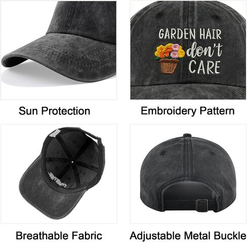 Gardening Hat for Women Mom Wife Mama, Adjustable Cotton Embroidered Garden Hair Don't Care Baseball Cap in Saudi Arabia