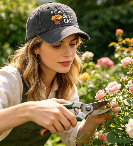 Gardening Hat for Women Mom Wife Mama, Adjustable Cotton Embroidered Garden Hair Don't Care Baseball Cap in Saudi Arabia