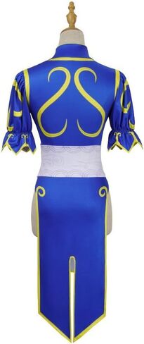 Game Chun Li Cosplay Costume Blue Cheongsam with Accessories Halloween Carnival Party Costume in Saudi Arabia