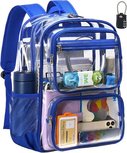 Vorspack Clear Backpack Heavy Duty - Large Clear Bookbag with TSA Lock Transparent See Through Backpacks for School, Work, Travel - Black in Saudi Arabia