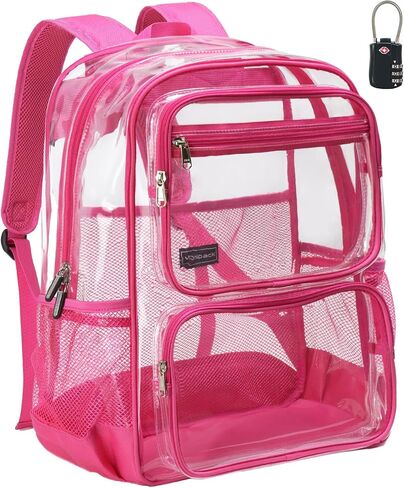 Vorspack Clear Backpack Heavy Duty - Large Clear Bookbag with TSA Lock Transparent See Through Backpacks for School, Work, Travel - Black in Saudi Arabia